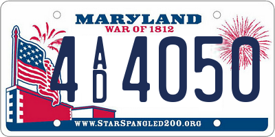 MD license plate 4AD4050