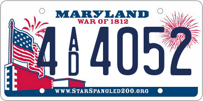 MD license plate 4AD4052