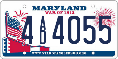 MD license plate 4AD4055
