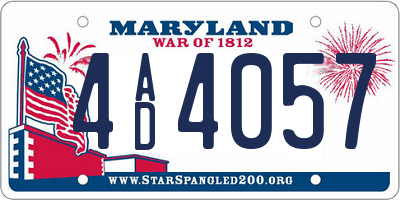 MD license plate 4AD4057
