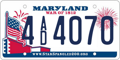 MD license plate 4AD4070