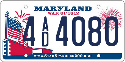 MD license plate 4AD4080