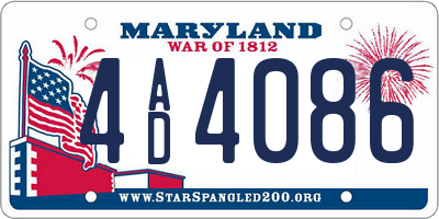 MD license plate 4AD4086