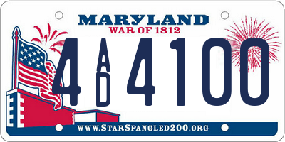 MD license plate 4AD4100