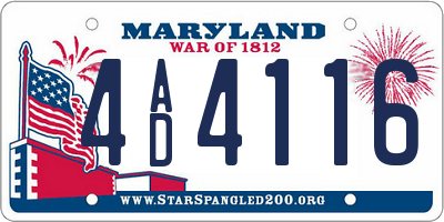 MD license plate 4AD4116
