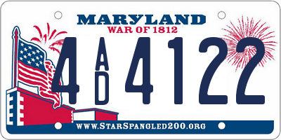 MD license plate 4AD4122