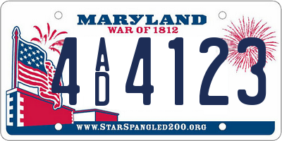 MD license plate 4AD4123