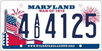 MD license plate 4AD4125