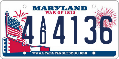 MD license plate 4AD4136