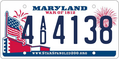 MD license plate 4AD4138