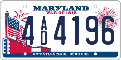 MD license plate 4AD4196