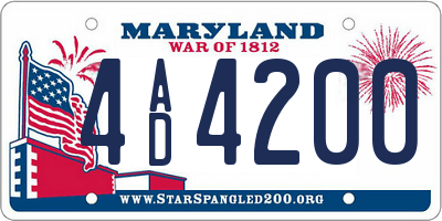 MD license plate 4AD4200