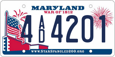 MD license plate 4AD4201