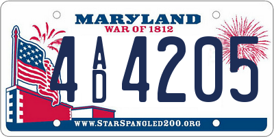 MD license plate 4AD4205