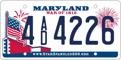 MD license plate 4AD4226