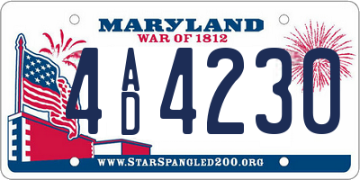 MD license plate 4AD4230