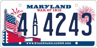 MD license plate 4AD4243