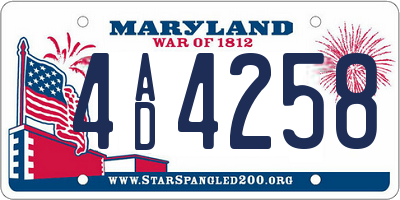 MD license plate 4AD4258