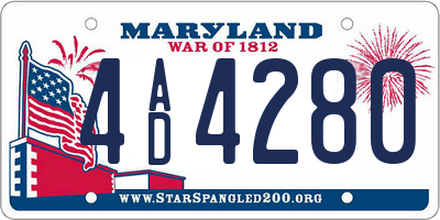 MD license plate 4AD4280