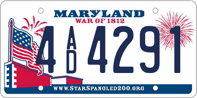 MD license plate 4AD4291