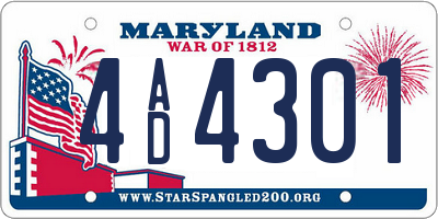 MD license plate 4AD4301