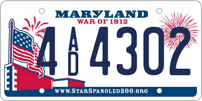 MD license plate 4AD4302