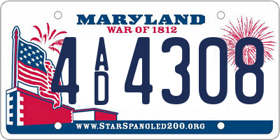 MD license plate 4AD4308