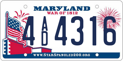 MD license plate 4AD4316