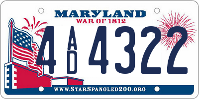 MD license plate 4AD4322