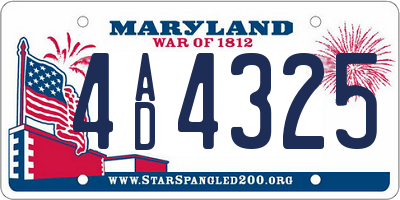 MD license plate 4AD4325