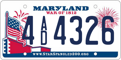 MD license plate 4AD4326