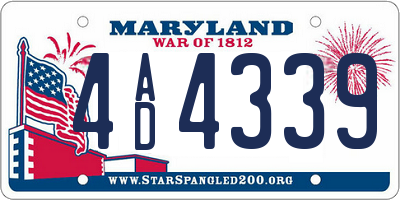 MD license plate 4AD4339