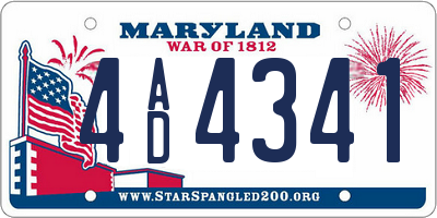 MD license plate 4AD4341