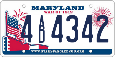 MD license plate 4AD4342