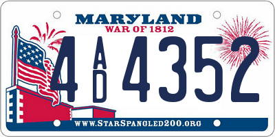 MD license plate 4AD4352
