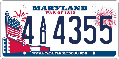 MD license plate 4AD4355