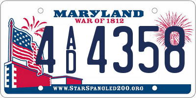 MD license plate 4AD4358