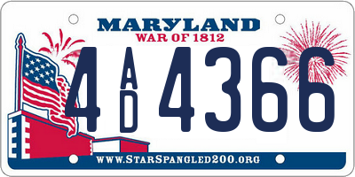 MD license plate 4AD4366