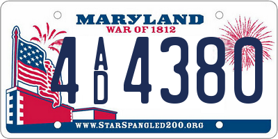 MD license plate 4AD4380