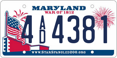 MD license plate 4AD4381