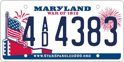 MD license plate 4AD4383