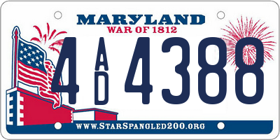 MD license plate 4AD4388