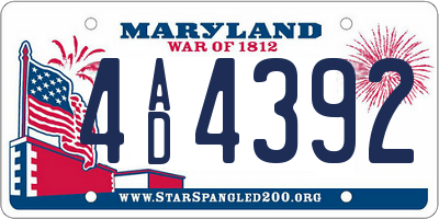 MD license plate 4AD4392