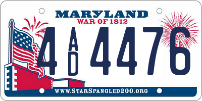 MD license plate 4AD4476