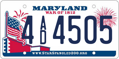 MD license plate 4AD4505