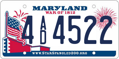 MD license plate 4AD4522