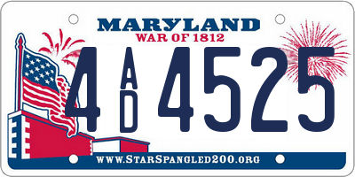 MD license plate 4AD4525