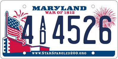 MD license plate 4AD4526