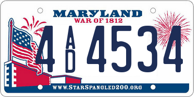 MD license plate 4AD4534