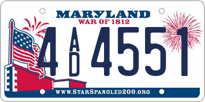 MD license plate 4AD4551